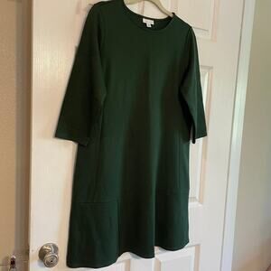 J. Jill Ponte Tunic dress 3/4 length sleeve green size Medium
